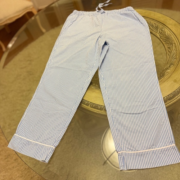 LL BEAN Womens Medium Baby Blue Striped 2-Piece Pajama Set 100% Cotton - Picture 12 of 14